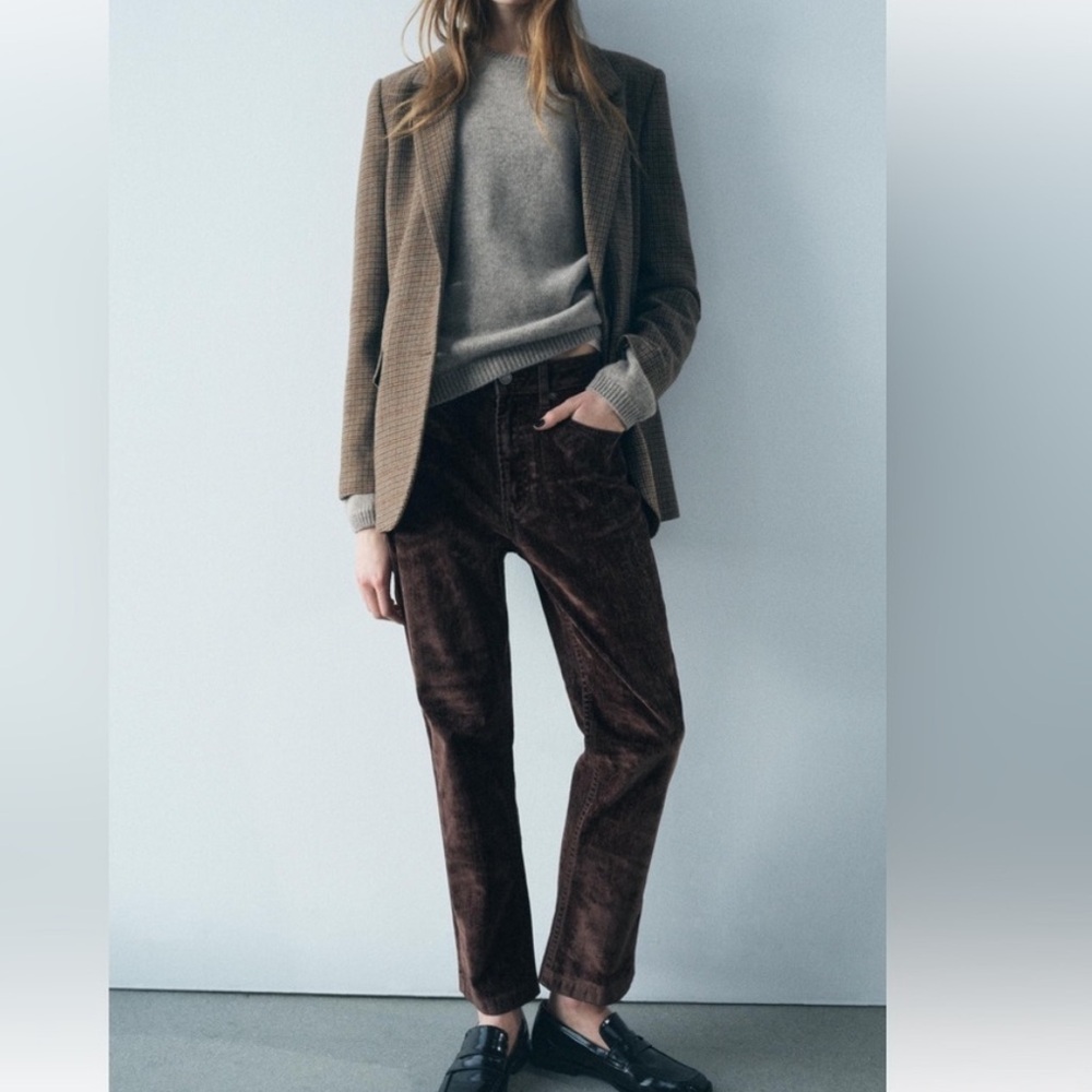 Zara Brown Corduroy Women Jeans